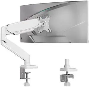 JIEZIKONGJIAN Single Monitor Desk Mount for Max 32 inch Screen, Gas Spring Arm, Stand with Clamp/Grommet Mounting Base, VESA 75x75mm & 100x100mm, Mounts Fit 4.4-17.6lbs Computer, White