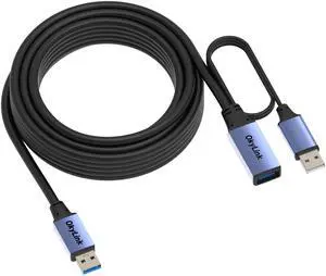 OkyLink 32ft(10M) Active USB 3.0/3.2 Gen 1 Extension Cable A Male to A Female with Power Cable 5Gbps for Long Range CCTV, Scanner
