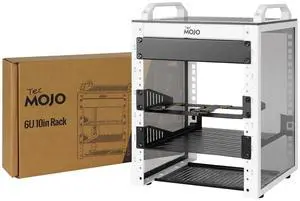 Tecmojo 6U Network Rack, 10 inch Mini Server Rack with 2 Side Translucent Panels & 2 Top Handles, 7.87 inch Deep, for 10 inch IT Equipment & A/V Devices, White