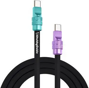chubbycable Anodized 240W Reflective Shine Charge Cable Durable Soft Silicone USB C Cable Extra Thick Phone Charger Cord, Black+Light Blue+Lavender Purple,Type-C to Type-C, 6.6FT