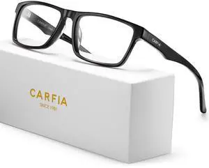 CARFIA Rectangle Blue Light Blocking Glasses for Men, UV Protection Computer Gaming Glasses Eye Health