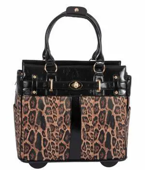 New London Leopard Rolling Laptop Bag for Women Computer Case - Fits 13"-17" Laptop