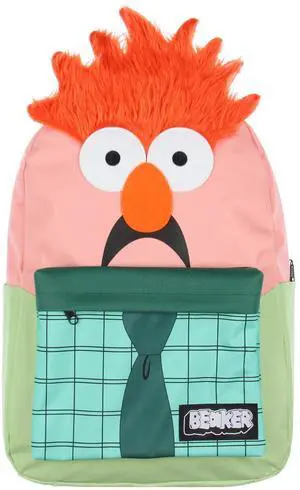Bioworld The Muppets Beaker 3D Character Hair 17" Backpack Laptop Travel Book Bag Padded Back Adjustable Straps