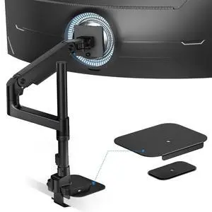 ARES WING Ultrawide Monitor Mount with USB & Steel Monitor Mount Reinforcement Plate for 49'' and 44 Lbs Ultrawide Screen