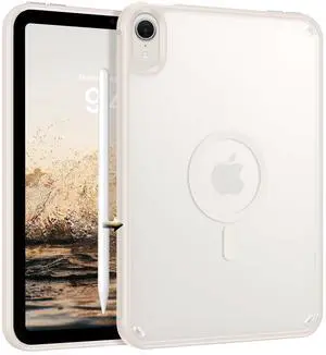 BENTOBEN for iPad Mini7 (A17 Pro) Case, iPad mini 7th /6th Generation Magnetic Case (2024/2021), Translucent Matte Back Shock and Drop Protection Cover for iPad mini7/Mini6 8.3", Off-White