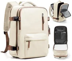 Travel Backpack Women,Carry On Backpack Flight Approved 18x14x8 inches Bag Spirit Airlines Personal ltem,College Sports Hiking Rucksack Waterproof Outdoor Casual Daypack Laptop Blackpack,Beige Brown