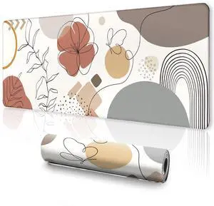 2 Pack Gaming Mouse Pad, XL Mousepad, Keyboard and Mouse Pad,Mouse Pad Large, Desk Mat, 31.5 x 11.8 in, Stitched Edege for Home Office Work - Topographic & Morandi