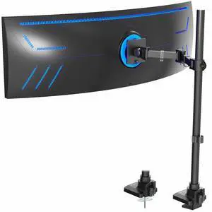 VIVO Single Ultra-Wide Monitor Extra Tall Desk Mount for up to 49 inch Ultrawide Screens, Clamp-on Adjustable Stand Holds 44 lbs, VESA up to 100x100mm, Black, STAND-V100T