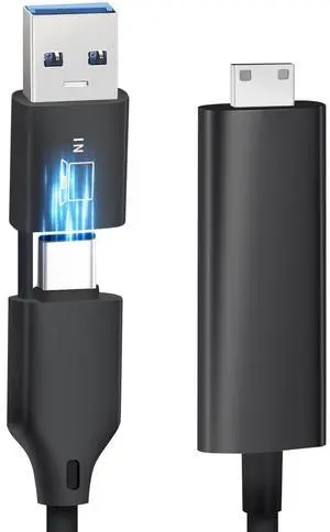 POTTMACEE 2-in-1 USB-A/C to MINI-HDMI Video Signal Conversion Cable for 14 Triple Laptop Screen Extender, Designed to Laptop Without Type-C Connect Tri-Screen, Compatible with M1/M2/M3/M4 MacBook