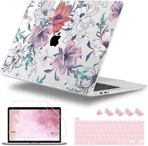 Lepeoac for MacBook Pro 16 inch Case 2019 2020 Release Model A2141, Plastic Hard Shell Cover with Keyboard Cover & Screen Protector for MacBook Pro 16 inch with Touch Bar & Touch ID, Floral C319