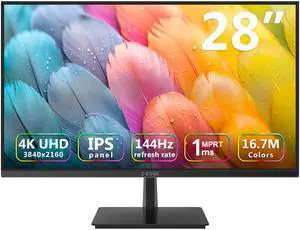 4K Monitor, Z-Edge 28 inch IPS Monitor, UHD 3840x2160 IPS Computer Monitor, 300 cd/m², 144Hz Refresh Rate, 1ms MPRT Response Time, U28I4K Ultra-Thin Bezel