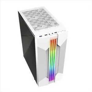ATX/M-ATX/ITX PC Case Mid-Tower, Computer Gaming Case with Tempered Glass Side & Front Panels, USB3.0/USB2.0(No Fans Included)(White)