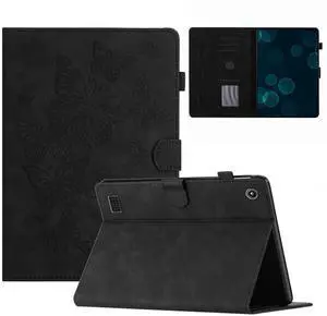 Dteck Cute Butterfly Case for Fire 7 (9th/7th/5th Generation) Tablet 7" 2019/2017/2015 Released, PU Leather Protective Case with Auto Sleep Wake, Foldable Stand, Card Slots, Slim Folio Cover, Black