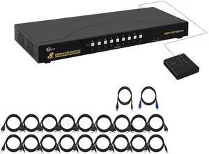 CKLau 4Kx2K 8 Port HDMI KVM Switch with Cables and USB 2.0 Hub, Rack Mount KVM Switch Supports Keyboard Mouse Switching for Windows, Linux, Mac, Debian, Ubuntu, Fedora, Raspberry Pi and Ubuntu