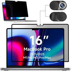 Mamol Privacy Screen for MacBook Pro 16 Inch (2021-2024, M1, M2, M3,M4) - A2991 A2485 A2780, MagicSuction Removable Vacuum Adsorption Anti Spy ,Anti Glare Anti Blue Light Filter for Mac Laptop Comput
