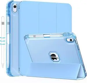 Sevrok iPad (A16) 11th/10th Generation Case (2025/2022) 10.9 Inch, with Pencil Holder, Soft Leather Trifold Stand Magnetic Smart Cover with Clear TPU Back, Support Touch ID, Auto Wake/Sleep, Blue