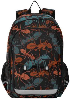 Glaphy Many Ants Backpack, School Backpack Lightweight Laptop Backpack Students Book Bag and Reflective Stripes