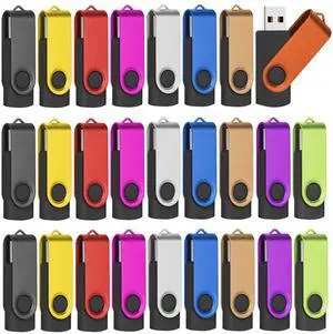 EASTBULL Flash Drives Bulk 2GB USB Thumb Drive 50 Pack USB 2.0 Memory Stick Swivel Pen Drive with Lanyard for Storage and Backup (2GB 50 Colors)