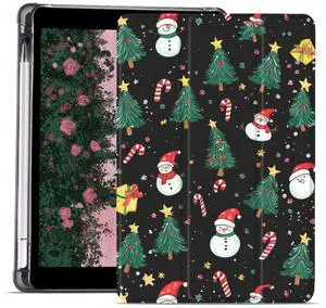 JOYLAND Christmas Tree Case for iPad mini 7/iPad mini 6 8.3 Inch with Pencil Holder Cute Snowman Trifold Smart Stand Cover Auto Wake/Sleep Full Body Protective Anti-Slip Shockproof Case