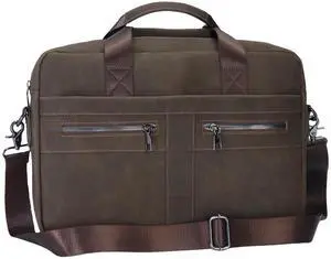 14" Roomy/15.6" Compact Laptop Messenger Bag for Men, Vintage Faux Leather Briefcase - Crossbody Business Travel Satchel (A Coffee)