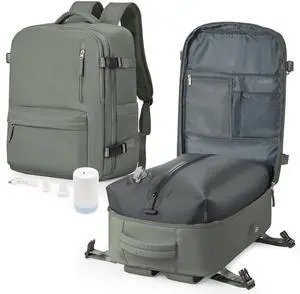 winspansy Large Storage Vacuum Compression Travel Backpack Seal Bags with Pump Clothing 18x14x8 Personal Item Work Carry on Business Vacpack College Laptop Backpack for Women Men Dark Green