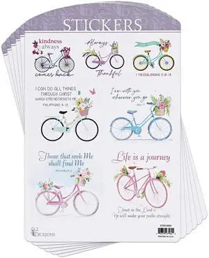 Dicksons Adhesive Sticker Decal for Journaling, Scrapbooking, and Accessory Personalization 3.75 x 4.75 Vinyl Bike Collection - Pack of 6