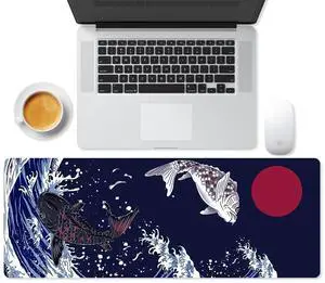 Large Mouse Pad, Full Keyboard Laptop Computer Mouse Mat, Blueblack Long Mousepad for Gaming Home and Office, Waterproof and Anti-Slip Neoprene Base, 31.5 x 11.8 Inches