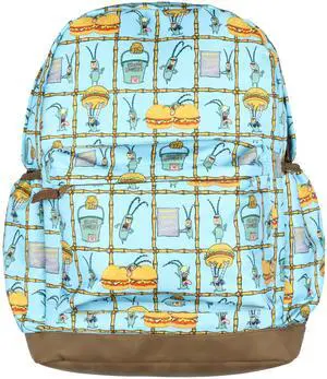 Nickelodeon SpongeBob SquarePants Backpack Plankton Chum Bucket Patties 16" Laptop School Bag Faux Leather Bottom Bookbag