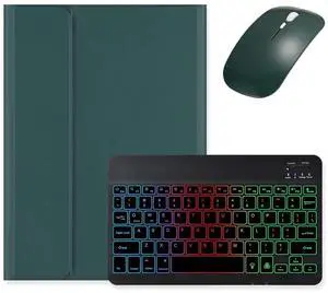 kaidisen Backlit Keyboard for Galaxy Tab A9+ / A9 Plus 11 inch 2023 Tablet SM-X210/X216/X218 Keyboard Case with Mouse, Detachable Backlight Color Keyboard Case,Dark Green+Black