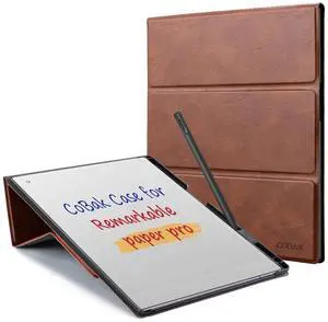 CoBak Case for Remarkable Paper Pro-with Pen Holder, Nib Storage, Ergonomic Design for Enhanced Writing Comfort - The Perfect Choice for Remarkable Paper Pro Case with Pen Holder (Retro Brown)