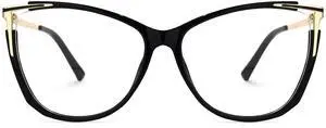 Zeelool Blue Light Blocking Glasses, Cat Eye Glasses Frame for Women Eyeglasses with Clear Lenses ZJGX368841-01B