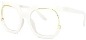 Zeelool Stylish Oversized Round Blue Light Blocking Glasses for Women Darice OX739865-01 White