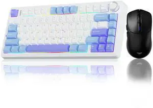 AULA Wireless Keyboard and Mouse Combo, F75 75% Mechanical Keyboards, Hot Swappable Custom Keyboard+SC580 Wireless Gaming Mouse Black