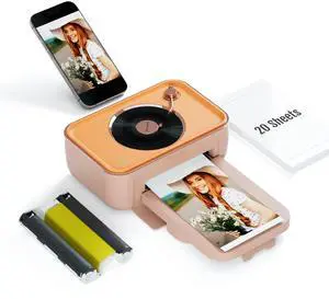 HPRT Photo Printer 4x6,+20 Sheets&1Ribbon Pink, Audio Function Wi-Fi Wireless Photo Printers, Portable Instant Picture Printer for iPhone, Android, Thermal Dye-Sublimation, AR Video Printing