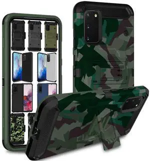 DuraSafe Cases for Samsung Galaxy S20 6.2" 2020 SM-G980 SM-G980F SM-G980F/DS Military Printed Rugged Heavy Duty Case with Kickstand - Military Green(Without Holster)