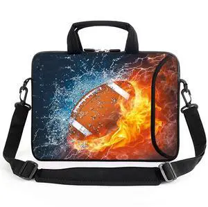 AMARY 14" 15" 15.4" 15.6" laptop sleeve chromebook case adjustable shoulder strap with handle accessory pocket for men women (Football)