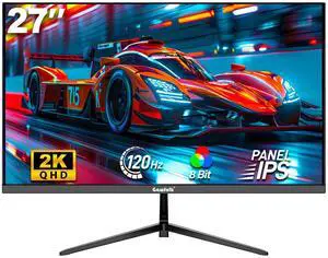 Gawfolk Gaming Monitor 27 inch QHD IPS, PC Screen 120Hz 2K (2560×1440P), Ultra-Thin Zero Frame Computer Display for Home Office Business, DP, HDMI, Wall-Mounted