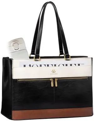 LOVEVOOK Laptop Bag for Women,15.6 Inch Vintage Work Tote Bags for Women,Leather Teacher Bag,Large Computer Bag,Waterproof Handbags Womens Briefcase Office Messenger