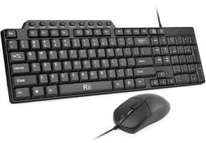 (10PACK) Wired Keyboard and Mouse,Rii RK203 Ultra Full Size Slim USB Basic Wired Keyboard Mouse Combo Set with Number Pad for Computer,Laptop,PC,Notebook,Windows