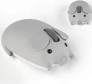Wireless Mouse Cute Pig Bluetooth & USB Dual Mode Mice,Silent Portable Compact Gray Fun Mice for Mac/PC/Laptop/Chromebook/Computer/Tablet/iPad/MacBook Air/Pro Travel Kids Girls Boys Women Men Gift