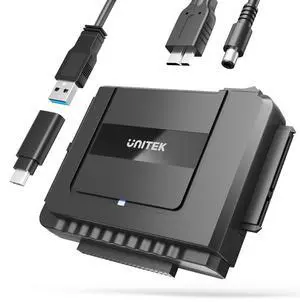 Unitek USB C to SATA IDE Adapter - External Hard Drive Adapter Converter Kit for Universal 2.5/3.5 inch HDD/SSD Hard Drive Disk, DVD-ROM/CD-ROM/CD-RW, with USB A Connector & 12V/2A Power Adapter