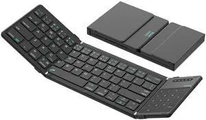 Nillkin Pocket Foldable Wireless Keyboard with Touchpad Numerical Pad for Travel Meeting for Tablet, Mobile Phone,Laptop, Full Size (Small) Keyboard (Black)