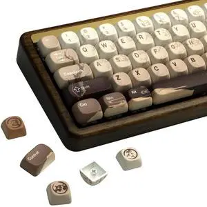 Oasis PBT Keycaps-MOA Keycap, Custom Keyboard Keycaps 60 65 75 100 Percent, 5 Side Dye Sublimation, 140 Keys Key caps Set for Cherry Gateron MX Switches Keyboards, Gradient Brown