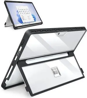 SSS·GRGB Case Updated Version fit Microsoft Surface Pro 11 /Surface Pro 10 /Surface Pro 9 /Surface Pro 8 13-Inch, All-in-one Rugged Case Compatible with Type Cover Keyboards, Transparent