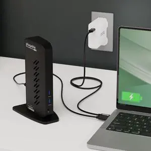 Plugable USB 3.0 and USB-C Dual 4K Display Docking Station with 140W Replacement Charger and 240W Thunderbolt 4 Cable Bundle
