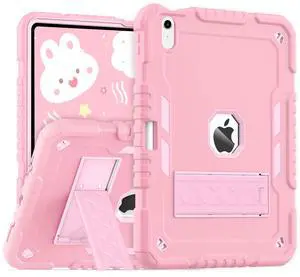 ZoneFoker for iPad (A16) Case 11th Generation 11 inch 2025 / iPad 10th Gen 10.9 inch 2022, Heavy Duty Durable i Pad 11/10 Gen Cover with Pencil Holder/Stand for Kids Girls (Light Pink)