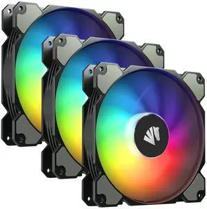 AsiaHorse 140mm Argb Pwm Fan,Triple Computer Case Fan with Advanced Hydraulic Bearing for Silent Operation Standard 140 mm Case Fan with 3 Pin Interface(3pack Black)