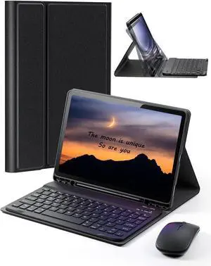 TUNKARMOR Case Keyboard for Samsung Galaxy Tab A7 2020 10.4-inch SM-T500 SM-T505 SM-T505N Built-in Pencil Holder with Mouse - Black