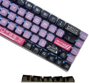 Pink Dye Sub PBT Keycaps for Mechanical Gaming Keyboard - Pudding, Shine Through, Compatible With 100%, 95%, 80%, 75%, 60% Keyboards (Purple Pink)