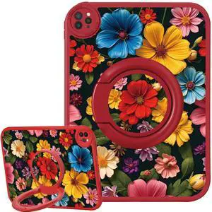 Bcov Case for iPad (A16) 11th Gen 11-inch 2025,Beautiful Flowers Pattern 360 Rotating Stand Drop Protection Shockproof Protective Case Cover for iPad 10th Gen 10.9-inch 2022